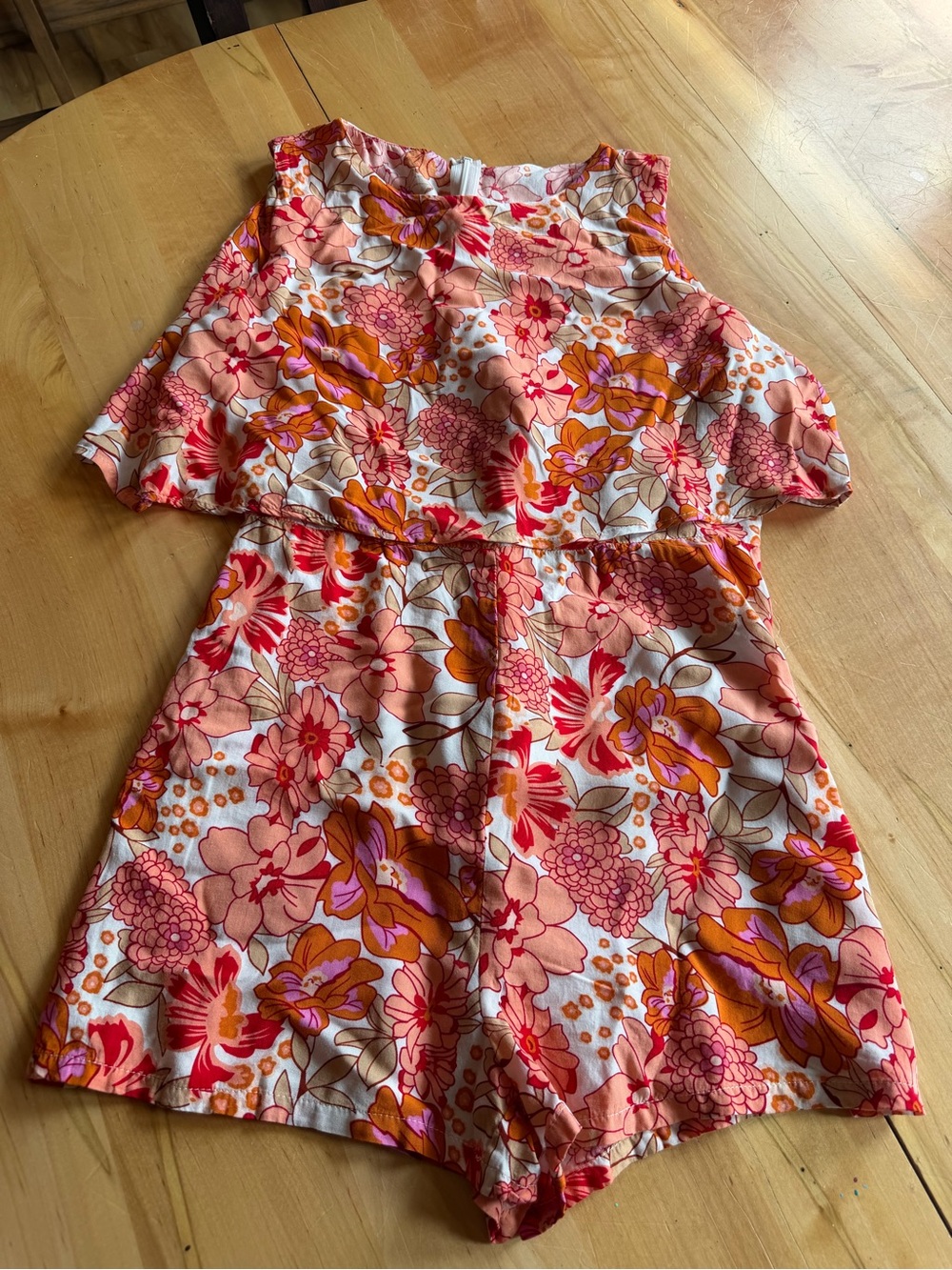SHEIN Floral Sleeveless Romper in Pink & Orange